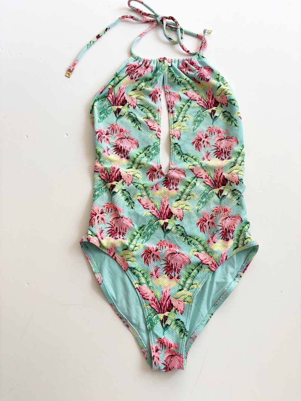 Topshop tropical halter one piece swim